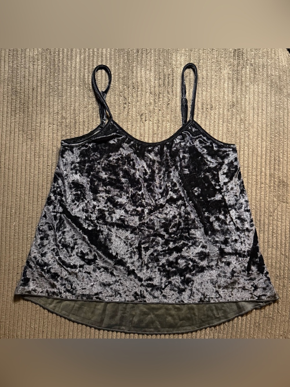 NWT Joe Boxer Crushed Velvet Black Spaghetti-Strap Cami